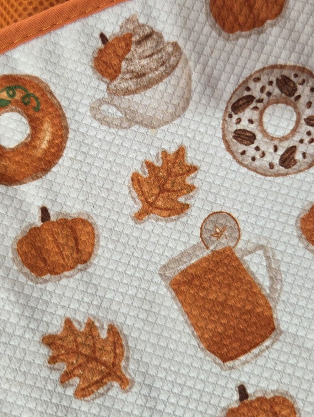 Shabby Chic Pumpkin Spice‎ Latte Coffee And Donuts Fall Kitchen Dish Drying Mat